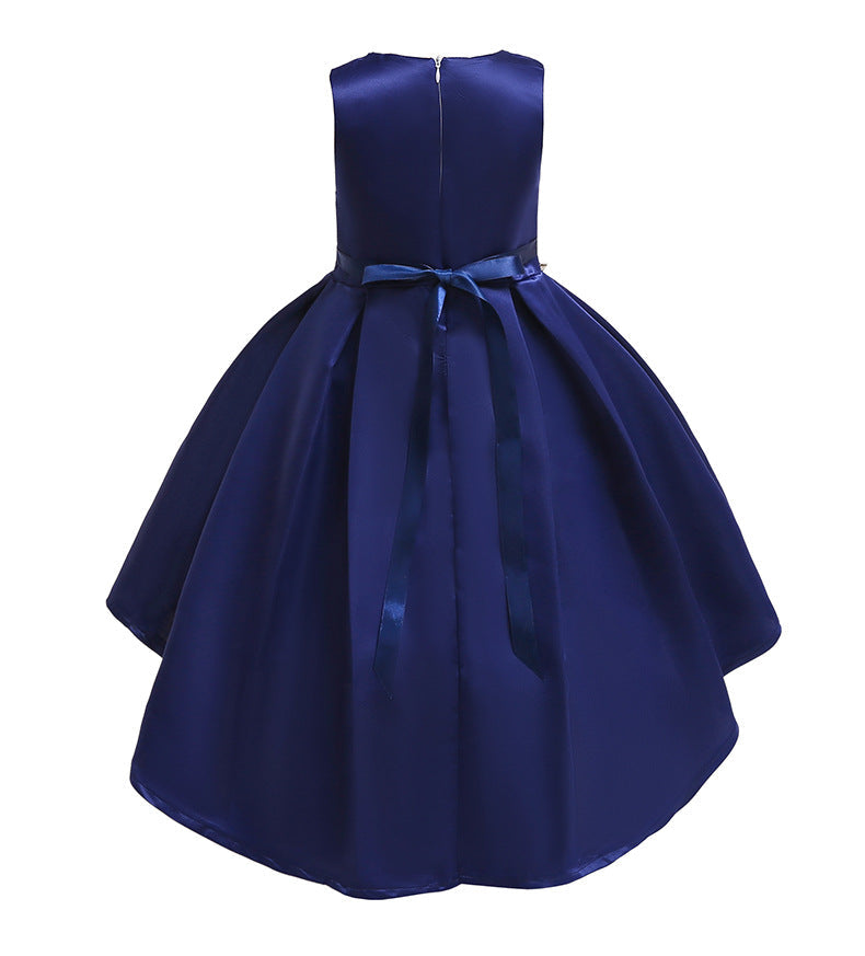 High Quality Layered Dress Kids Princess Printed Flower Christmas Evening Girls Party Dresses