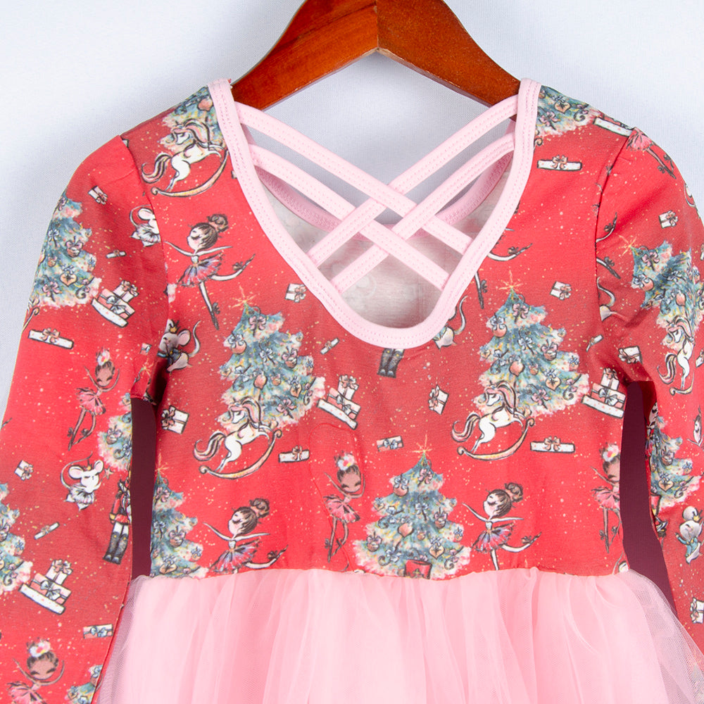Winter fall long sleeve tutu dress kids girls christmas dresses Floral print Children Girls tulle Dresses
