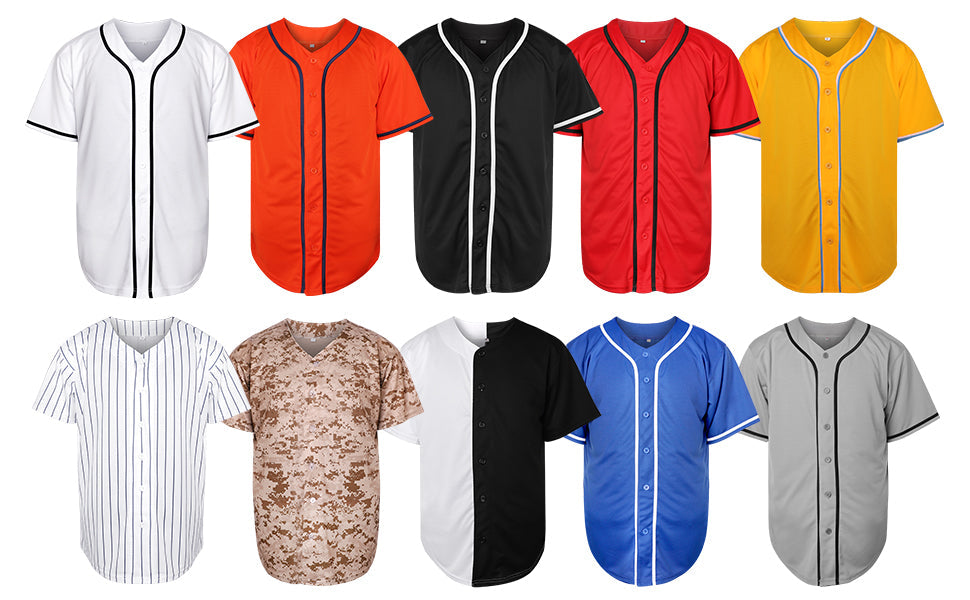 Blank Plain Hip Hop Hipster Baseball Jersey Button Down Shirts Sports Uniforms Women Men Jersey