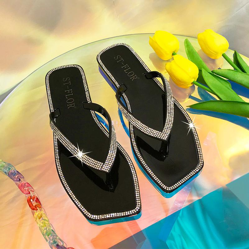 flip flop summer fashion womens jelly slippers wholesaler 2021 hot selling style classic broken diamond indoor flat slippers