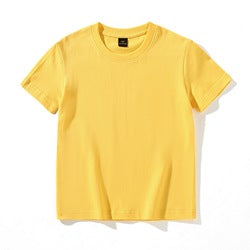 High Quality 200gsm 100% Cotton Children's Short Sleeve Loose T-shirt Boys Girls Solid Color Blank Printable Shirt Custom Logo