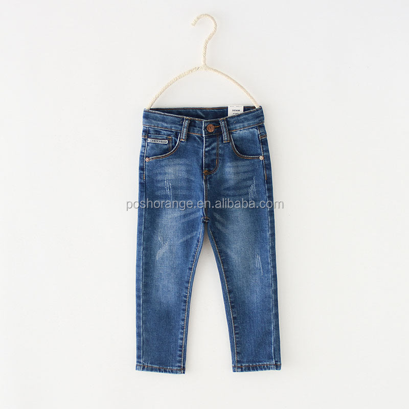 Wholesale youth jeans children's slim full-length washed jeans boys jeans kids denim pants