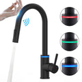 WANFAN Smart Touch Kitchen Faucet with LED Brushed Pull Out Sensor Faucets Black/Nickel 360 Rotation Crane Water Mixer Tap 1067