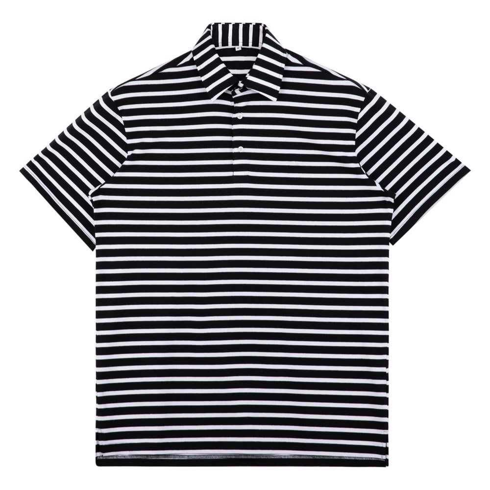 2023 Summer 100% cotton soft loose elastic short sleeve stripe polo t shirt for men