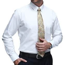 Oeko-Tex Custom Solid Long Sleeve Wrinkle-Free Formal Business Casual Button Down White Men Dress Shirts