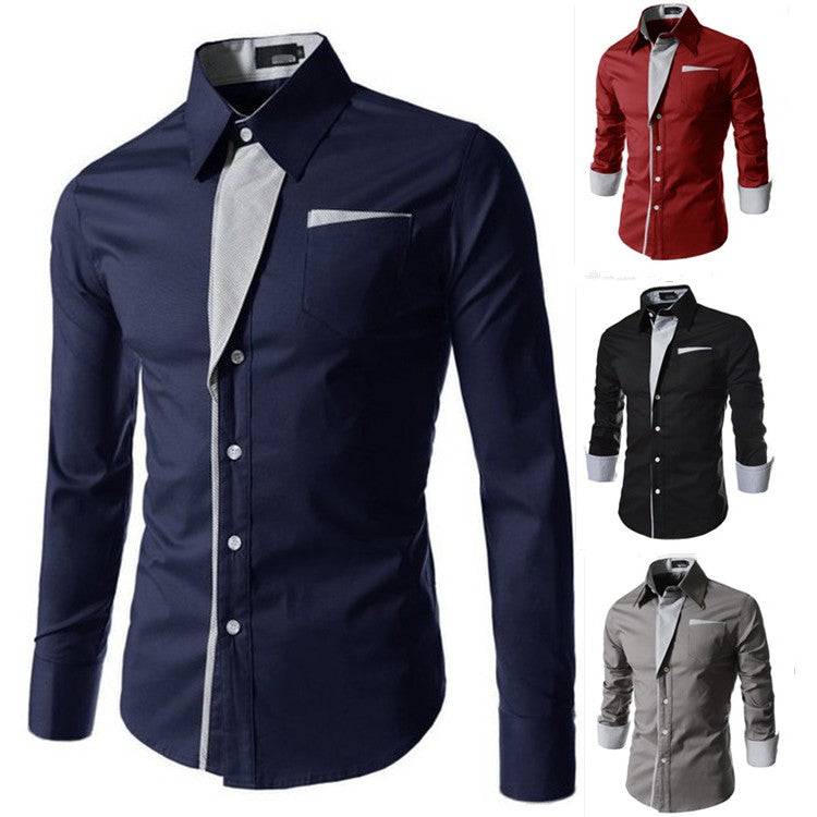 Cheap Solid Color Multi-color Shirt Men Slim Fit Mens Long Sleve Shirts Men's Dress Shirts