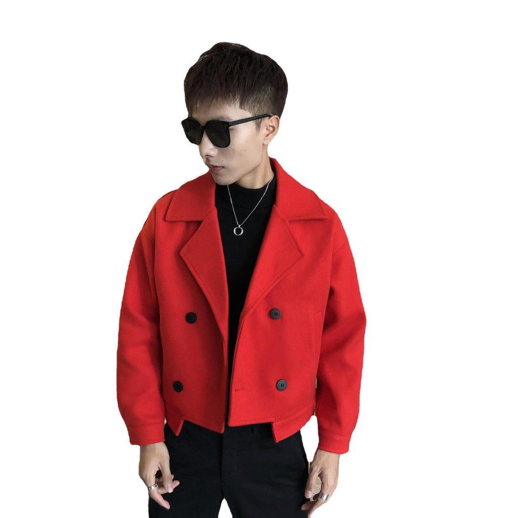 New men fall clothing 2022 plus size jacket slim-fit tartan coat men's short trend winter coats for men