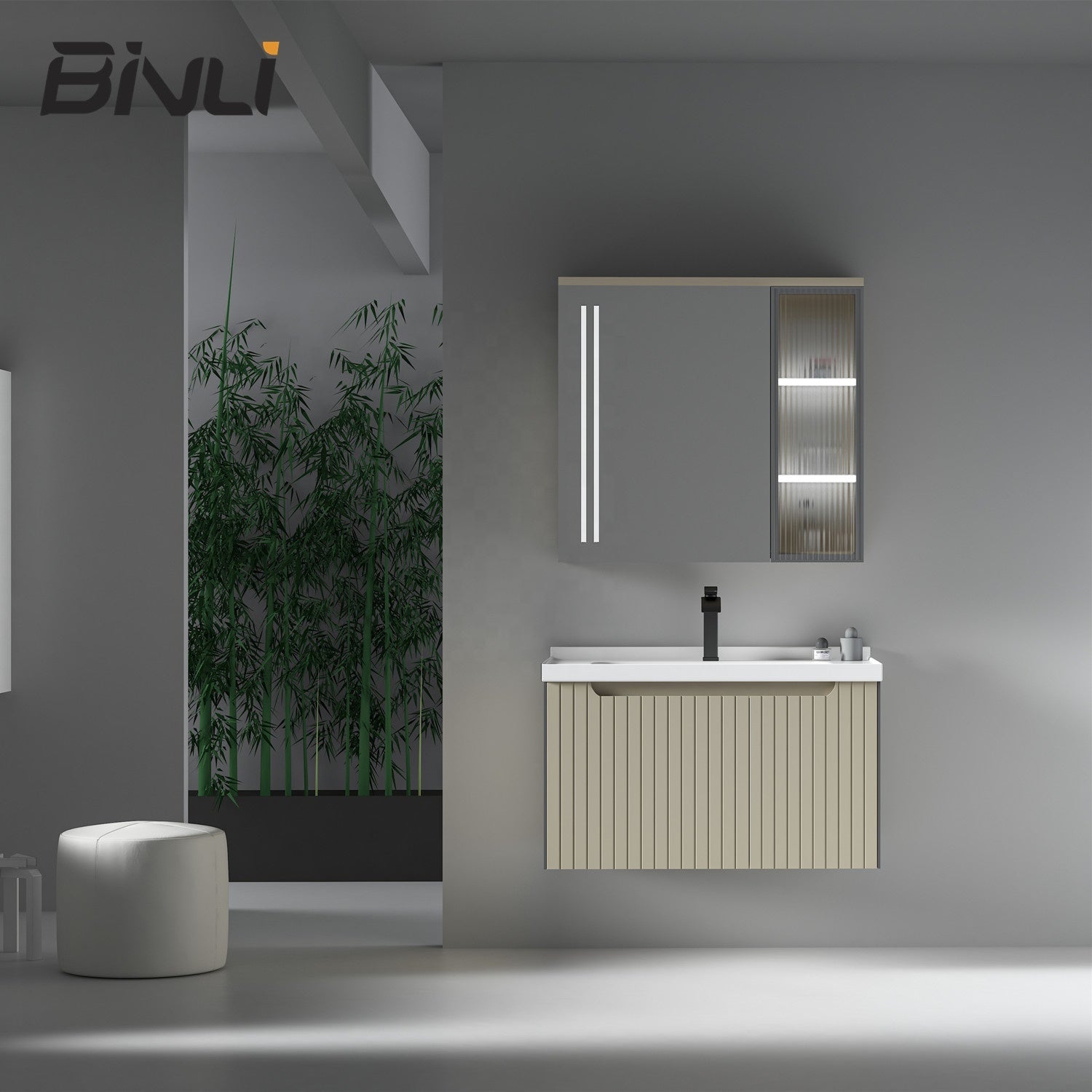800MM Hot selling wall mounted cabinet vanity plywood bathroom cabinet in high quality with sensor LED mirror cabinet