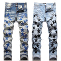 3323 New trendy 2023 y2k clothing denim jeans pants for men vintage blue star patches jeans men custom stacked ripped jeans