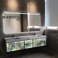 Italy Nature Stone Modern Bathroom Cabinets Vanity Lighting Waterproof Bathroom Cabinet With Porcelain Stone Marble Basin