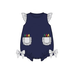 Puresun custom school baby boy clothing crayon appliques navy stripe cotton kids shirt boy polo shirts