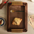Serving Dishes Black Walnut Wood Appetizer Serving Trays Wooden Plates Food Fruit Dish With Handle Cooked Food Plate