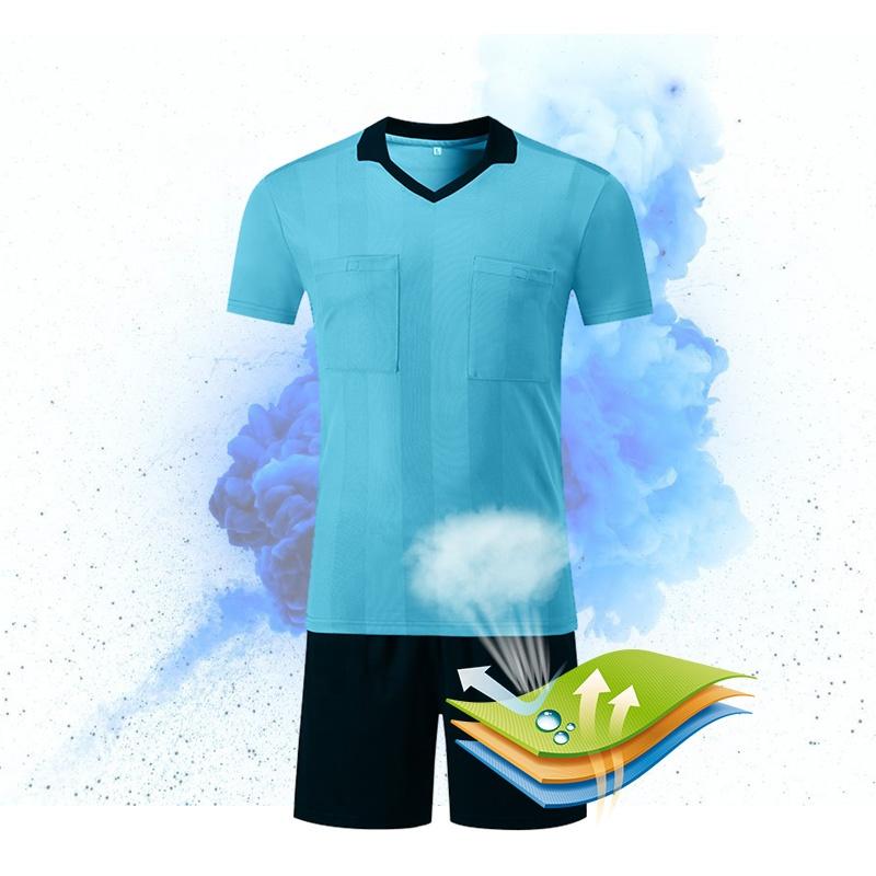 professional customized football referee jerseys referee shirt sets multi color optional v neck soccer judge uniforms