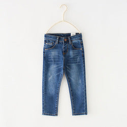 Wholesale youth jeans children's slim full-length washed jeans boys jeans kids denim pants