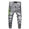 Europe and the United States Skinny Pants Badge Jeans Men Trendy Knee Hole Biker Jeans Low Cheap Price Men Jeans Denim