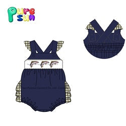 Puresun wholesale little baby and kids clothing fishes applique design outfit high quality boys clothes