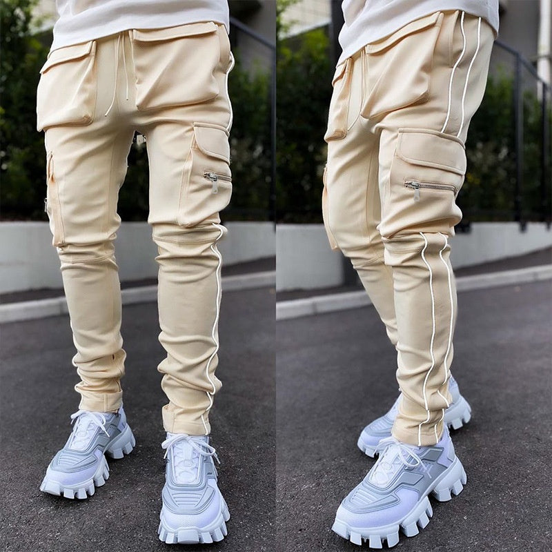 2022 Sports Top Mens Stretch Sweatpants Slim Solid Color Gym Pants Jogger Reflect Running Training Jogging Pants Man
