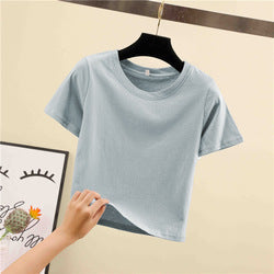 Fashion Wholesale Spring Oversize Blank Yoga Top Women Tees Cropped Plain T Shirt For Ladies