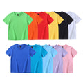 High Quality 200gsm 100% Cotton Children's Short Sleeve Loose T-shirt Boys Girls Solid Color Blank Printable Shirt Custom Logo
