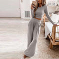 Spring Autumn Custom Casual Long Sleeve Women Knitted Two Piece Sweater Set