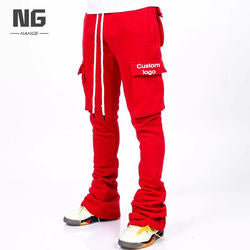 OEM Custom Logo Streetwear Flare Sweat Pants Men Women Cargo Joggers Sweatpants Stacked Flared Pants