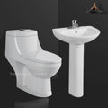 Bathroom economic sanitary ware suite wc commode toilet bowl and pedestal wash basin sink one piece ceramic washdown toilet set