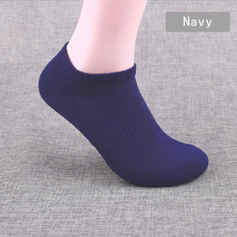 hot selling men casual sports socks breathable custom logo plain socks cotton waist tied terry cushion ankle socks