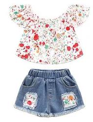 2PCS Set Toddler Kids Baby Girls Outfits Clothes T-Shirt Vest Tops+Shorts Pants