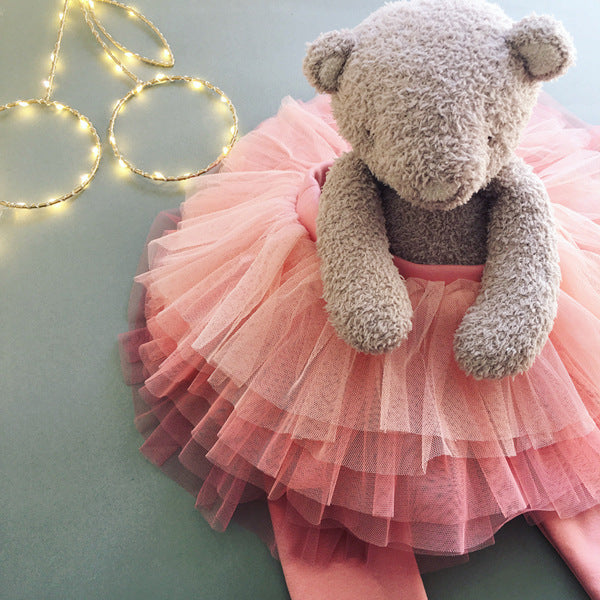 2022 Girls Gradient Color Fluffy Tutu Skirt Trousers Baby Skirt 6 Layers Mesh Puffy Tulle Dress Pants for 2-8Y Kids