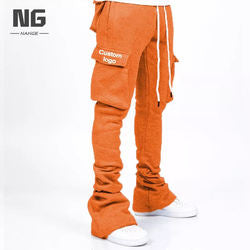 OEM Custom Logo Streetwear Flare Sweat Pants Men Women Cargo Joggers Sweatpants Stacked Flared Pants