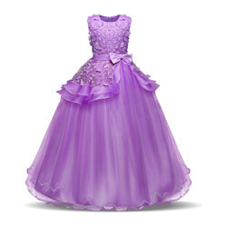 Summer Girl flower princess dresses lace birthday party costume wedding kids long skirts stage dance wear