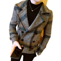 New men fall clothing 2022 plus size jacket slim-fit tartan coat men's short trend winter coats for men