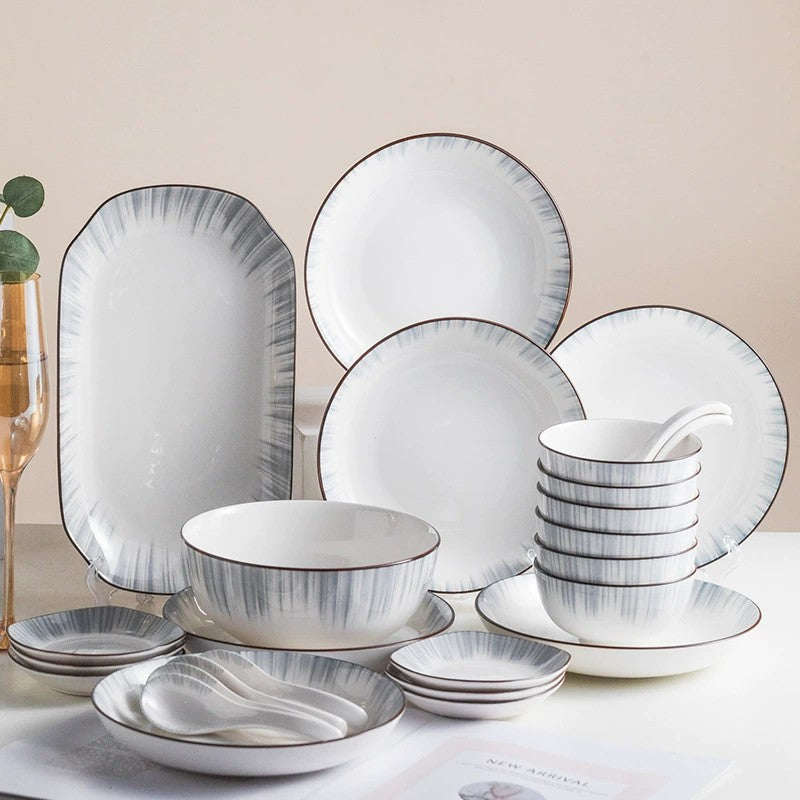Household Dishes Rice Soup Bowls complete Set of Dishes Nordic Ceramic Wholesale Tableware Sets creative Minimalist Party Accept