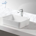 Aquacubic 19"x15" White Vessel Sink Ceramic Bathroom Sink Rectangle Above Counter Basin