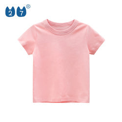 Custom Printing Solid Color Unisex Kids Top Clothes Cotton Comfortable Girls Boys Short Sleeve T Shirt