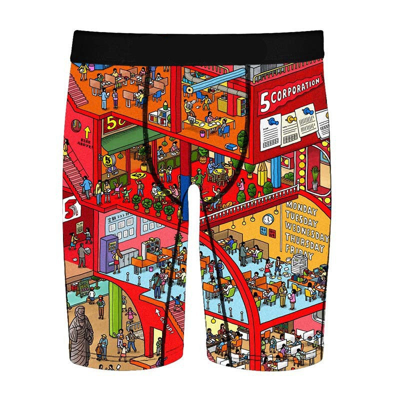 Oem Factory Quick Dry Long Boxers For Man Fashion Beach Swimsuits Full Printed Men Underwear