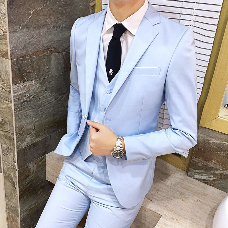 Men's casual suit Male groom coat men's suit men's suit three - piece setMen's evening dress