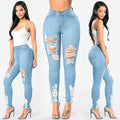Plus size women's ripped elastic slim pants apparel women's clothing demin jeans trousers for women