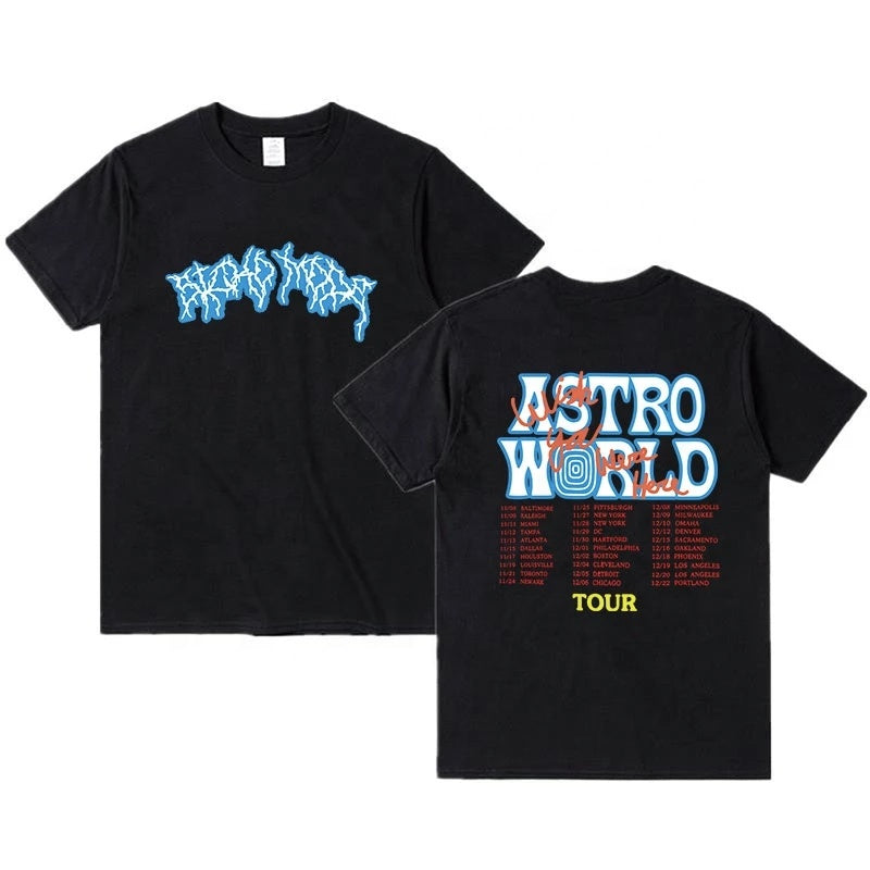 Custom graphic t shirt men vintage hiphop cotton streetwear Oversized tee tops cactus jack lightning Brown