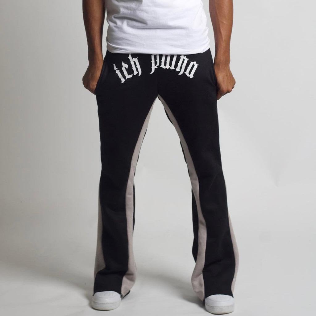 Custom flared sweatpants cotton screen puff printing men flair track jogger trouser flare sweat pants men