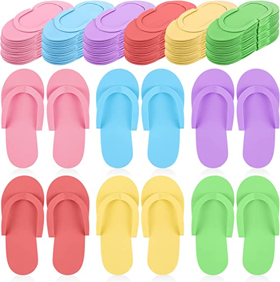 Disposable Pedicure Slippers Foam  Multicolor Colorful Sandals Spa Pedicure Flip Flops Shoes for Women Salon Nail Spa