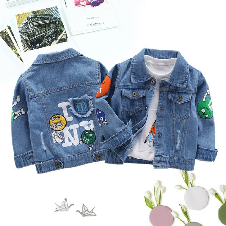 Hot-Sale Kids Cartoon Outerwear Coats Baby Boys Autumn Clothes Denim Kids Denim Jacket For Kids Spot In Bulk