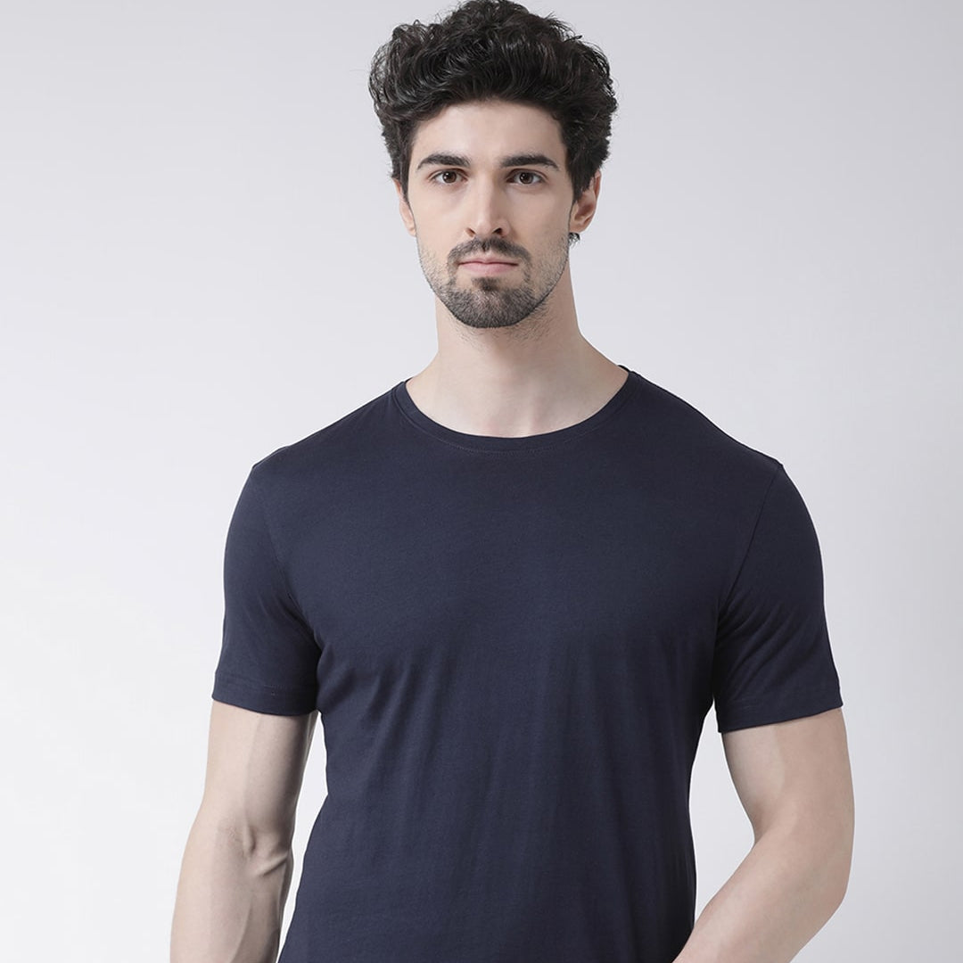 Mens Cotton Navy Round neck T-shirt Bulk Product Men Custom Made Two Tone T-shirt