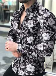 Fashion Custom Men Tee Dress Shirts Casual Clothes Long Sleeve Printing Shirts For Mens