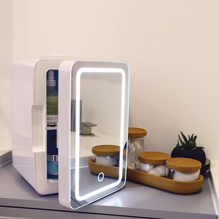 Beauty refrigerator is portable and small with LED Light and mirror