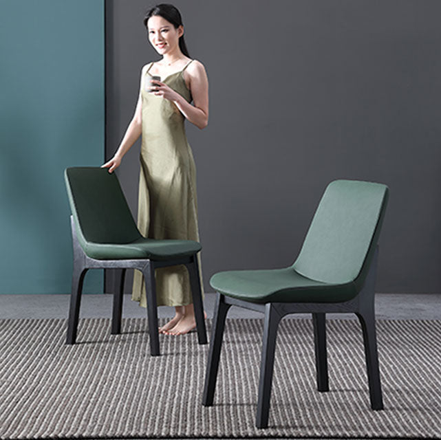Home Restaurant Modern Leather Dining Chair Green Indoor Furniture