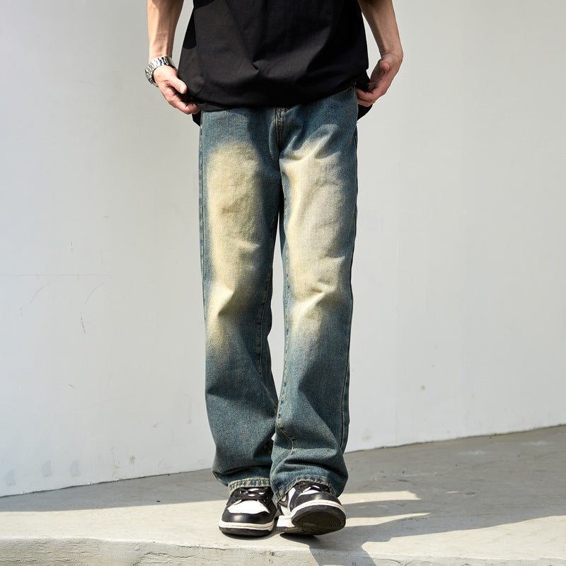 OEM Custom Jeans Fashion Full length Hip Hop Low Rise Baggy Jeans loose  Mens Denim Pants