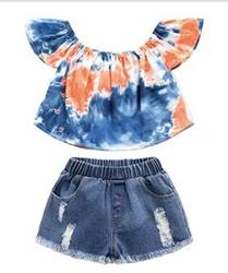 2PCS Set Toddler Kids Baby Girls Outfits Clothes T-Shirt Vest Tops+Shorts Pants