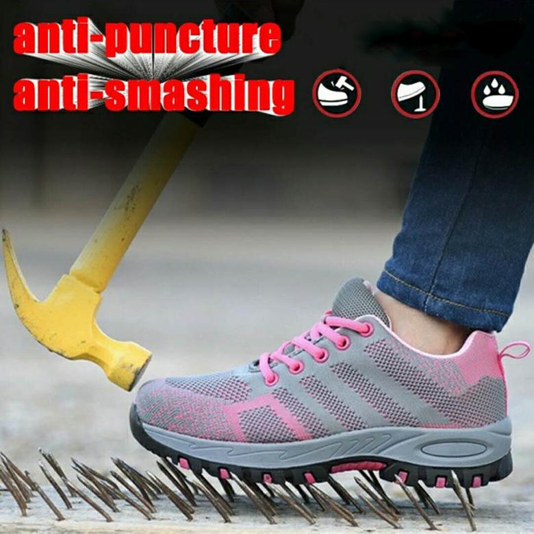 womens steel toe anti smashing and anti piercing working safety shoes hiking shoes light weight safety shoes