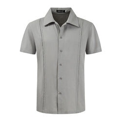 Wholesale Casual Fashion Design Summer Short Sleeve Shirts Button Up Mens Linen Beach Shirt